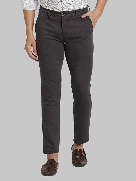 Parx Green Printed Super Slim Fit Cotton Blend Trouser