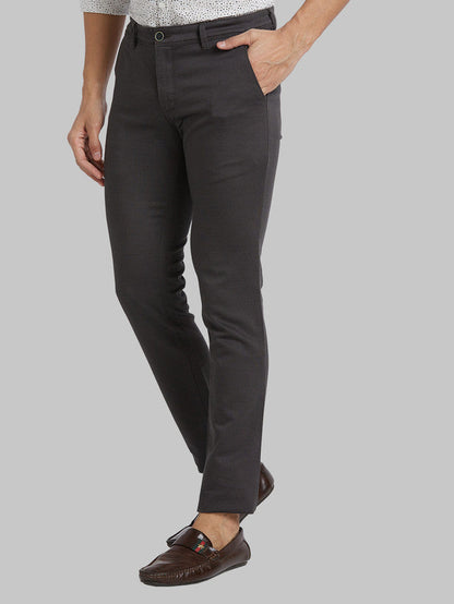 Parx Green Printed Super Slim Fit Cotton Blend Trouser