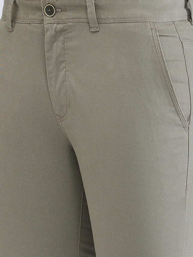 Parx Green Printed Super Slim Fit Cotton Blend Trouser