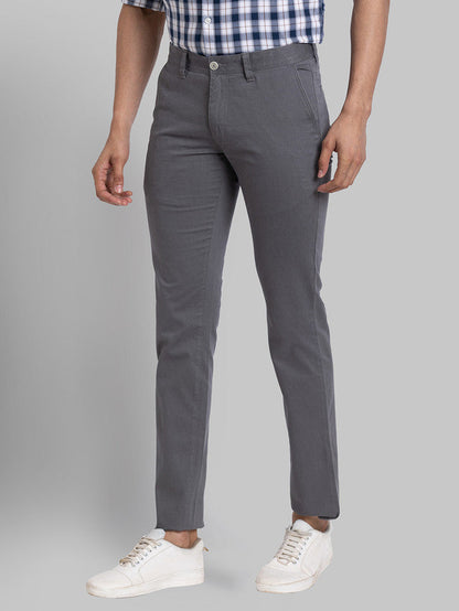 Parx Men Grey Printed Super Slim Fit Trouser