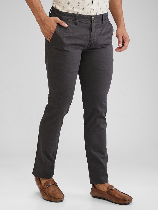 Parx Green Printed Super Slim Fit Cotton Blend Trouser