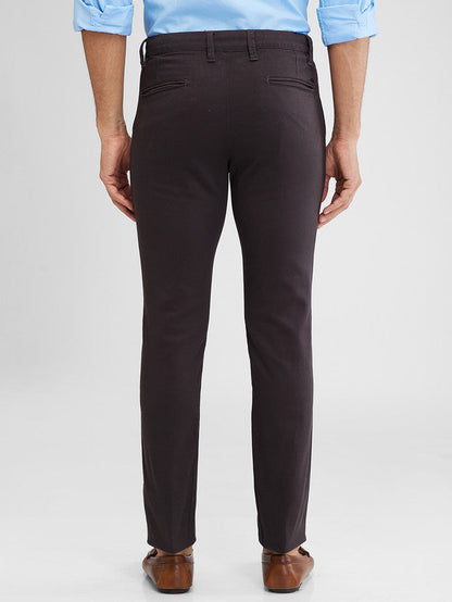 Parx Grey Solid Super Slim Fit Cotton Blend Trouser