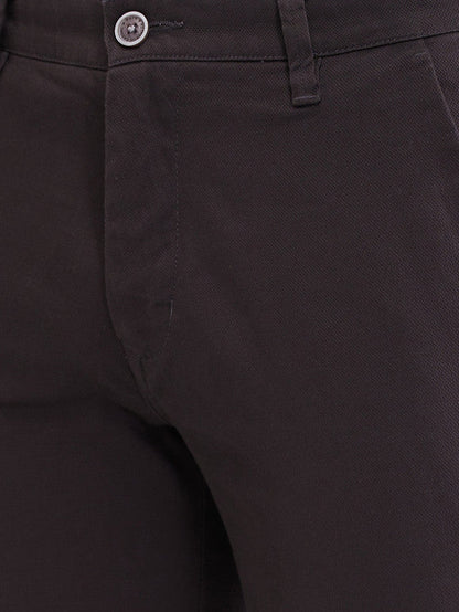 Parx Grey Solid Super Slim Fit Cotton Blend Trouser