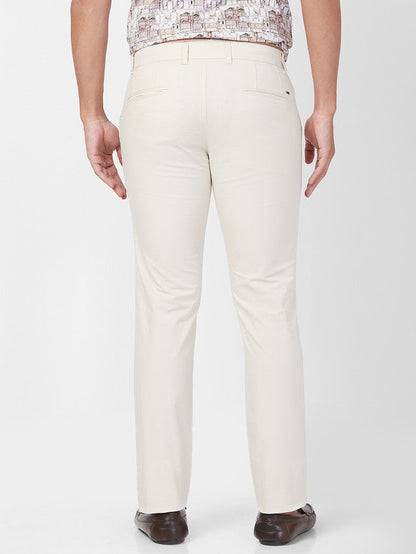 Parx Brown Solid Slim Tapered Fit Cotton Blend Trouser