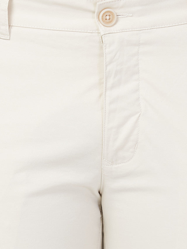 Parx Brown Solid Slim Tapered Fit Cotton Blend Trouser