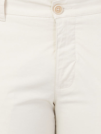 Parx Brown Solid Slim Tapered Fit Cotton Blend Trouser