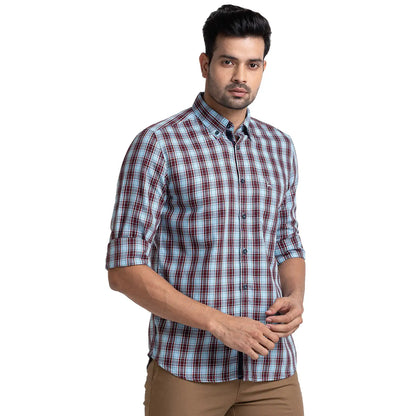 Men Khaki Slim Tapered Fit Solid Cotton Blend Trouser