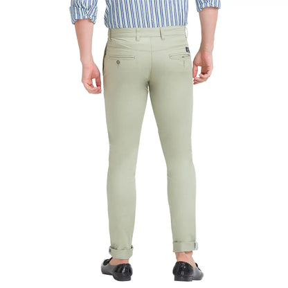 Men Green Lrt Fit Solid Cotton Blend Trouser