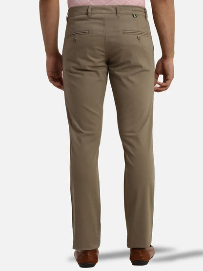 Men Khaki Low Rise Tapered Fit Print Cotton Blend Trouser
