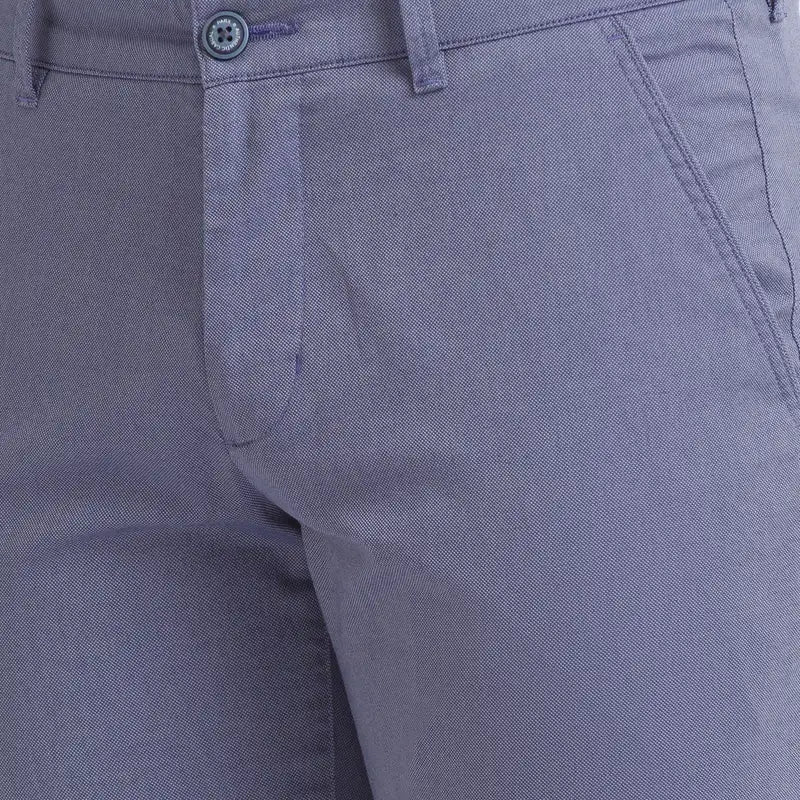 Men Blue Lrt Fit Yarn Dyed Cotton Blend Trouser