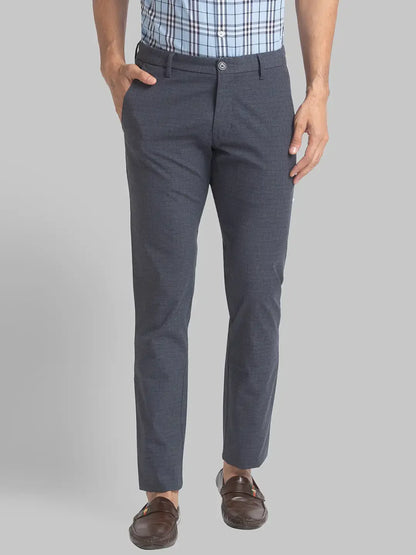 Men Grey Lrt Fit Checks Polyester Blend Trouser