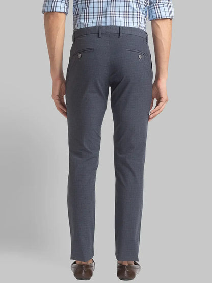 Men Grey Lrt Fit Checks Polyester Blend Trouser