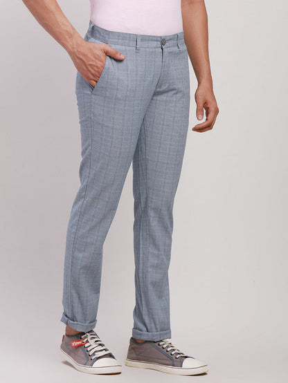 Parx Men Blue Solid Tapered Fit Trouser
