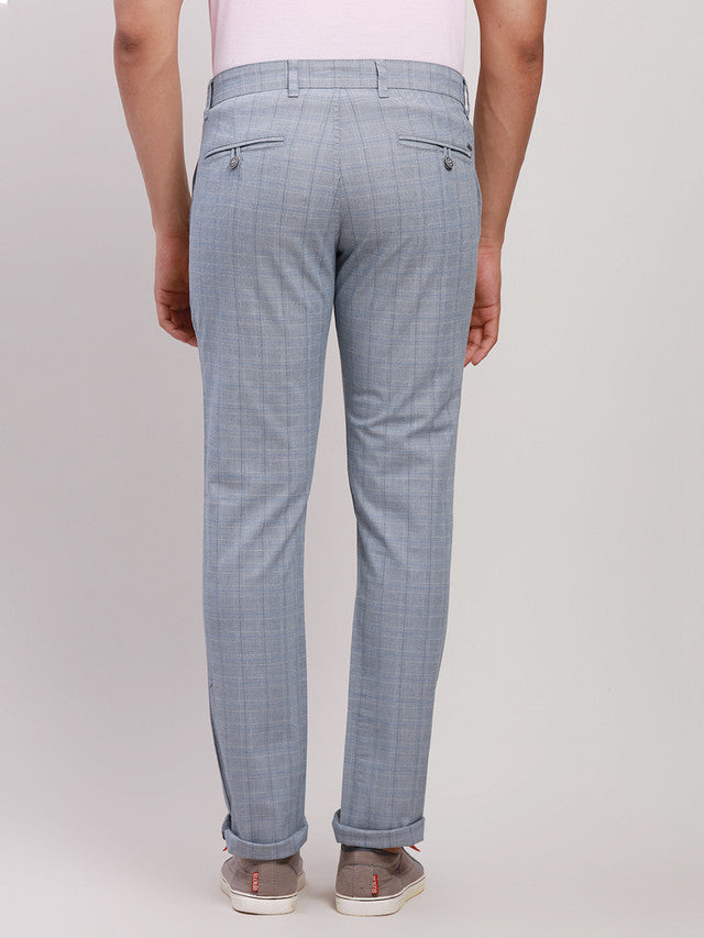 Parx Men Blue Solid Tapered Fit Trouser