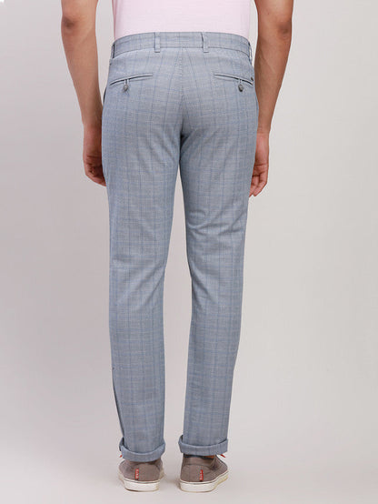 Parx Men Blue Solid Tapered Fit Trouser