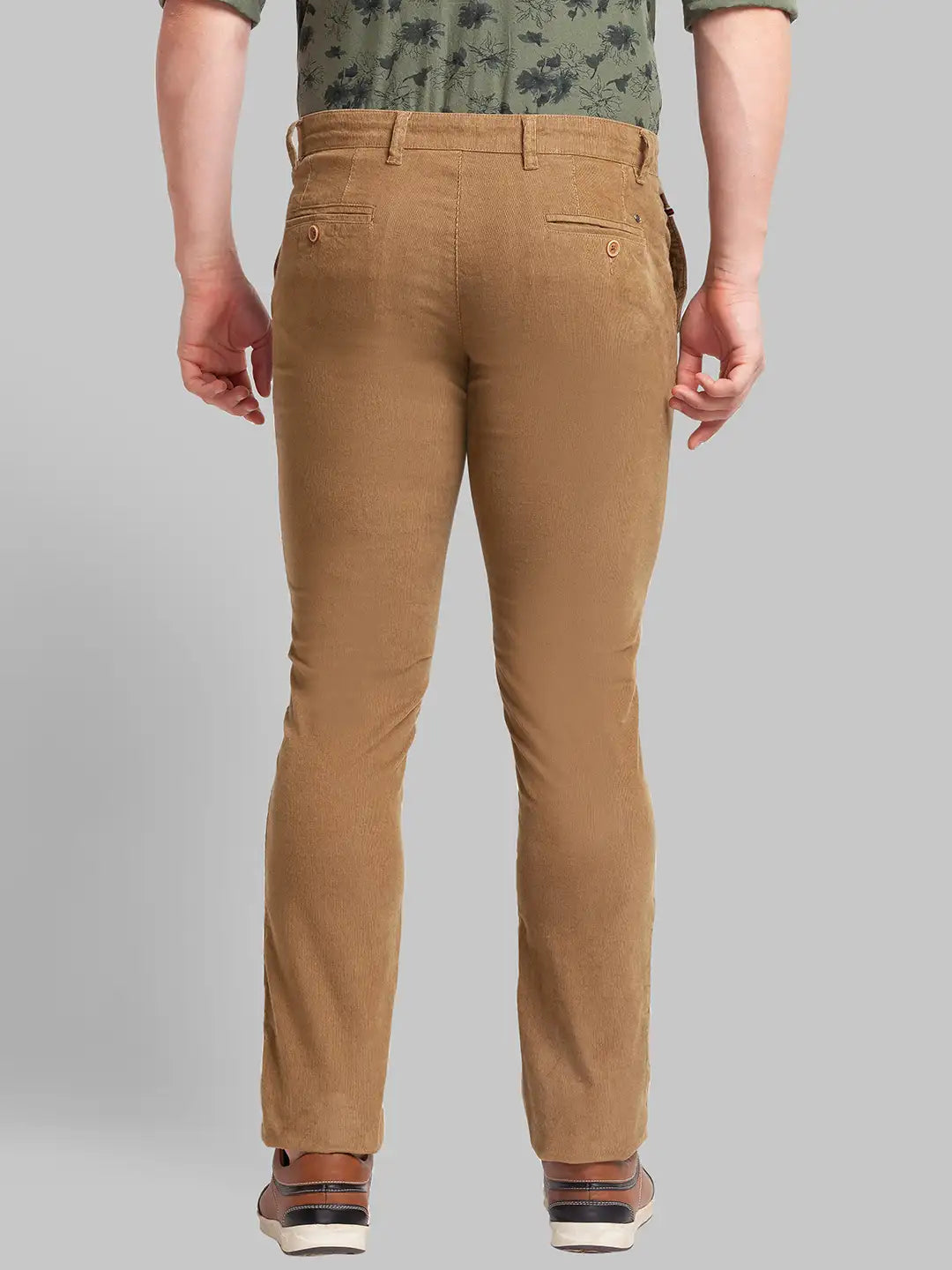 Men Khaki Lrt Fit Solid Cotton Blend Trouser