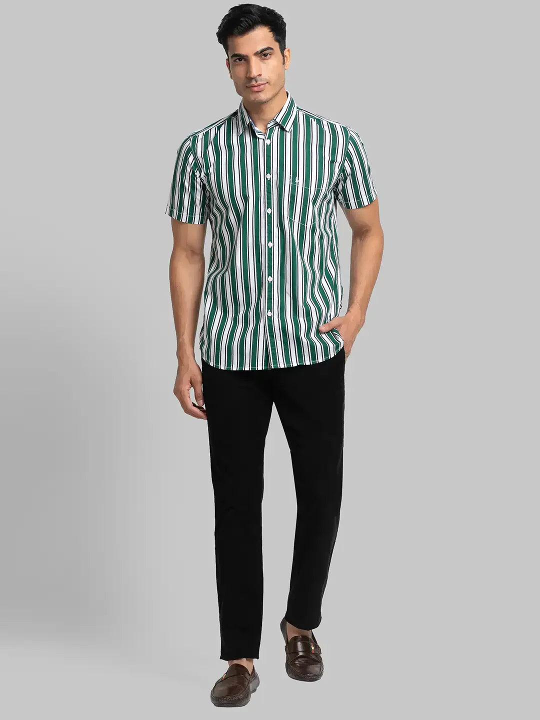 Men Black Lrt Fit Solid Cotton Blend Trouser