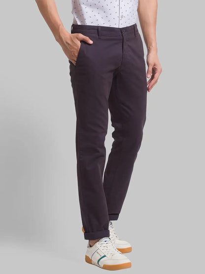 Men Grey Lrt Fit Solid Cotton Blend Trouser