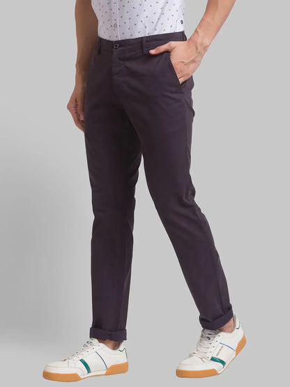 Men Grey Lrt Fit Solid Cotton Blend Trouser