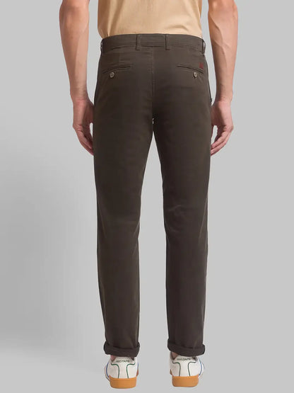 Men Green Lrt Fit Solid Cotton Blend Trouser