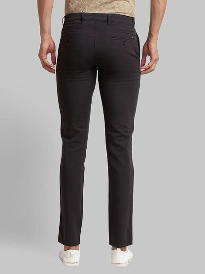 Men Black Lrt Fit Yarn Dyed Cotton Blend Trouser