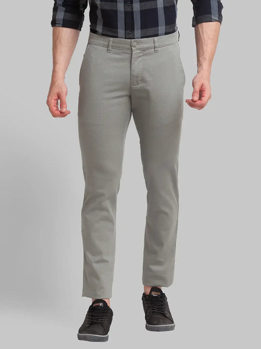 Men Green Low Rise Tapered Fit Print Cotton Blend Trouser