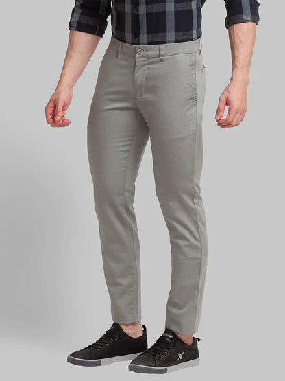 Men Green Low Rise Tapered Fit Print Cotton Blend Trouser