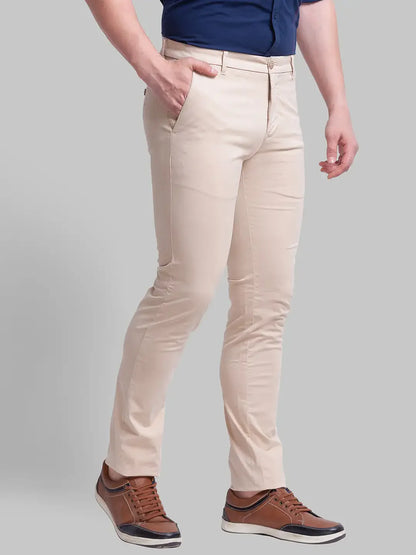 Men Khaki Lrt Fit Rfd Overdyed Cotton Blend Trouser