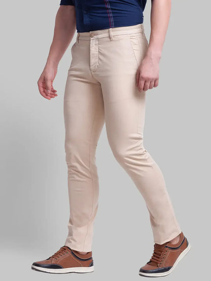 Men Khaki Lrt Fit Rfd Overdyed Cotton Blend Trouser