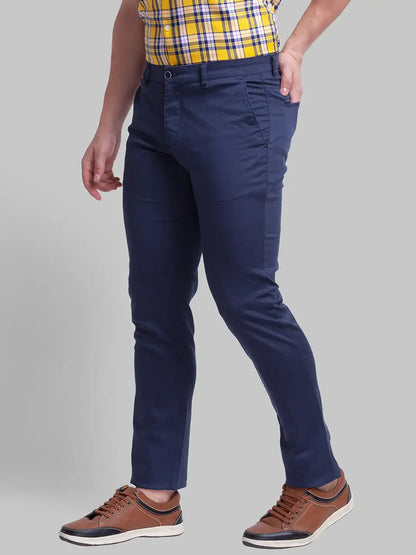 Men Blue Lrt Fit Print Cotton Blend Trouser