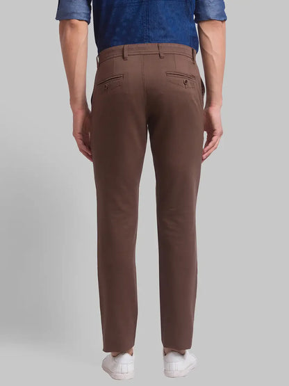 Men Brown Lrt Fit Print Cotton Blend Trouser