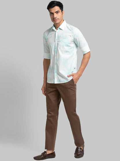 Men Brown Lrt Fit Solid Cotton Blend Trouser