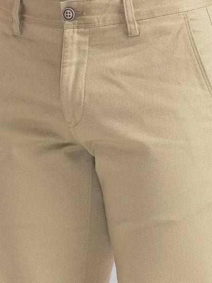 Men Green Lrt Fit Solid Cotton Blend Trouser