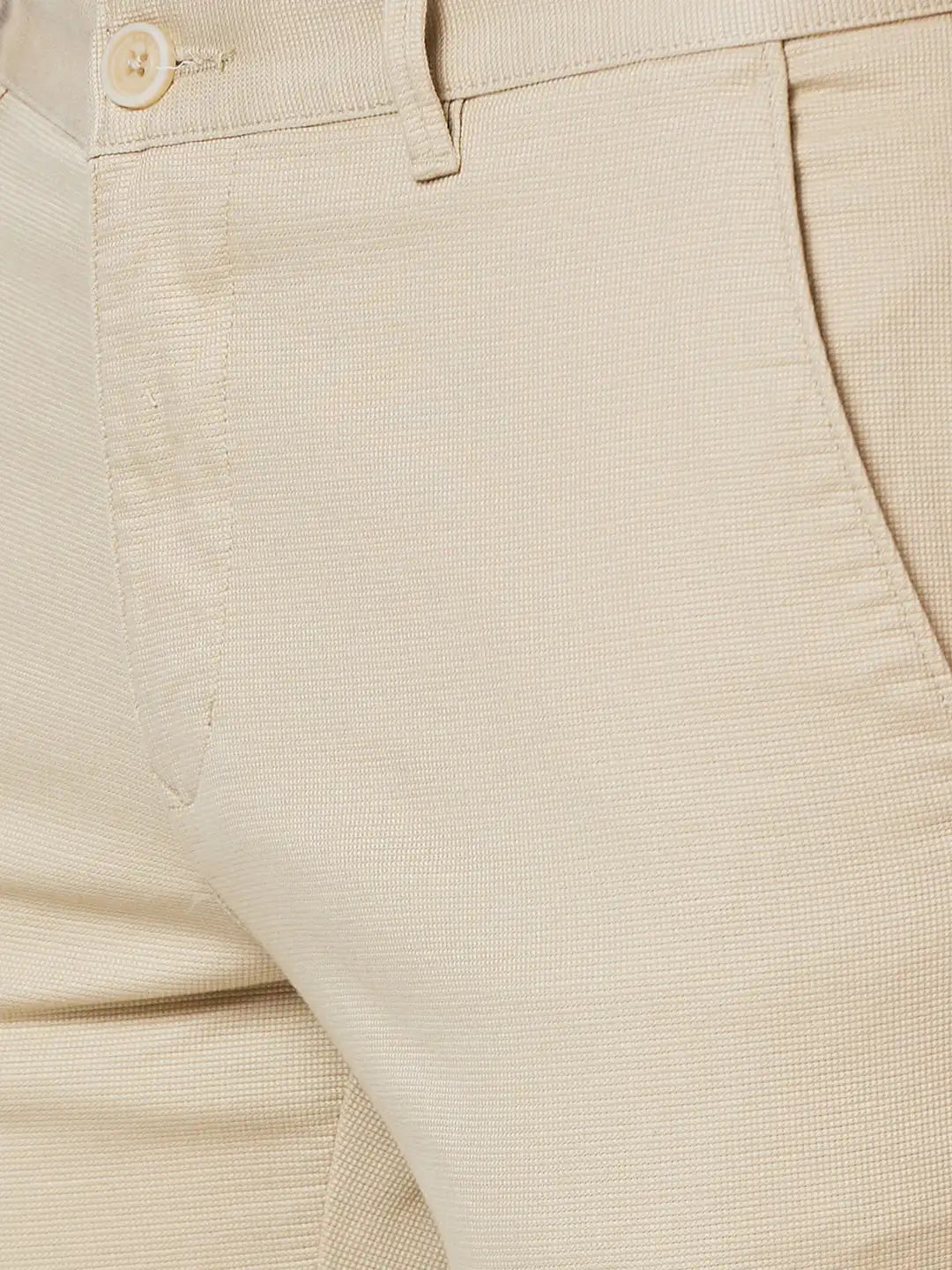 Men Khaki Lrt Fit Solid Cotton Blend Trouser