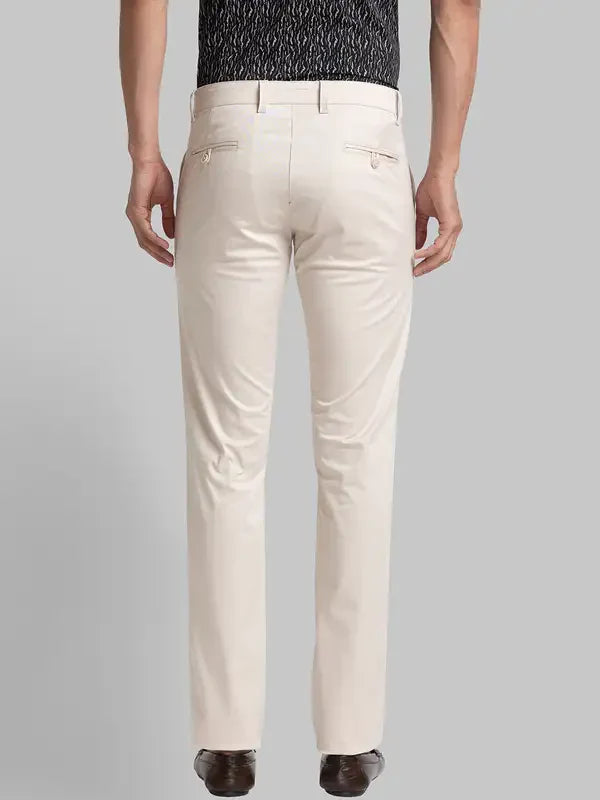 Men Fawn Lrt Fit Solid Cotton Blend Trouser