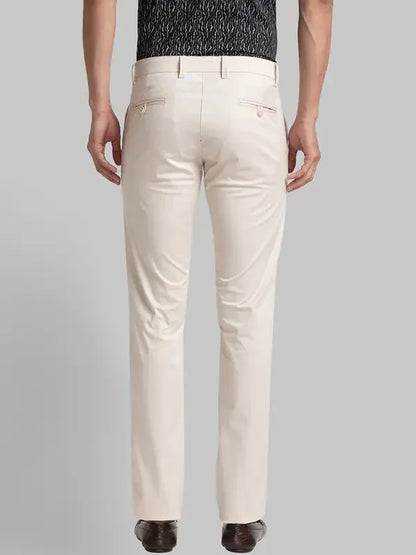 Men Fawn Lrt Fit Solid Cotton Blend Trouser