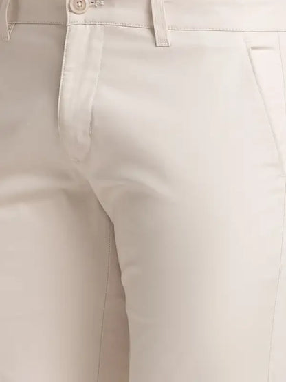 Men Fawn Lrt Fit Solid Cotton Blend Trouser