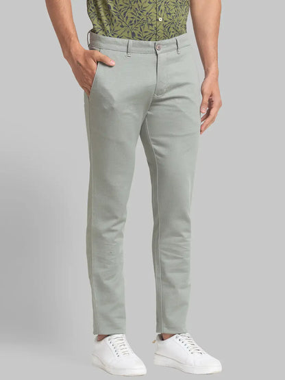 Parx Men Green Printed Lrt Fit Cotton Blend Trouser