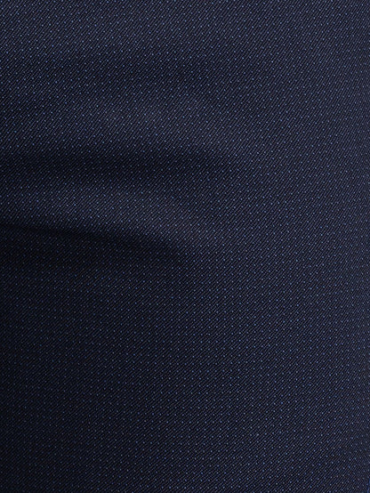 Parx Blue Printed Tapered Fit Trouser