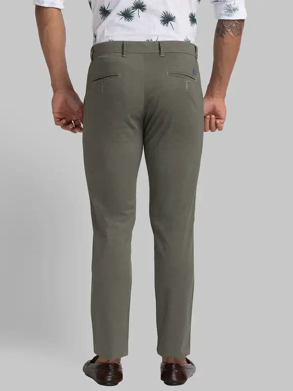 Men Green Lrt Fit Print Cotton Blend Trouser