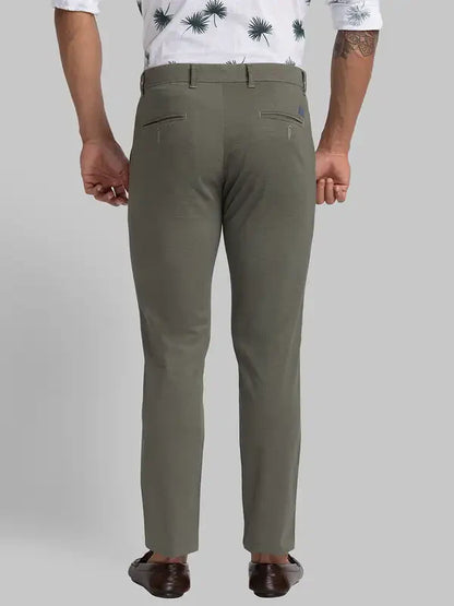 Men Green Lrt Fit Print Cotton Blend Trouser