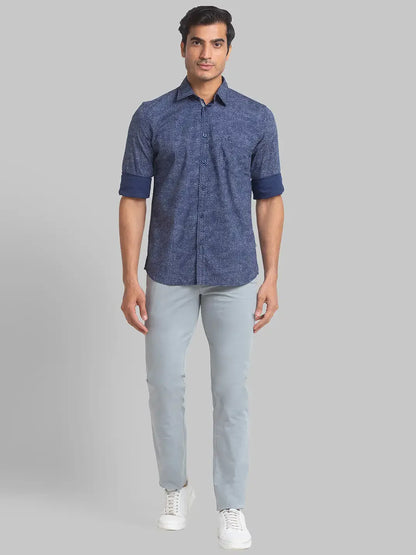 Men Grey Lrt Fit Solid Cotton Blend Trouser