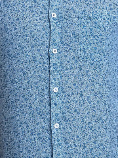 Men Blue Lrt Fit Solid Cotton Blend Trouser