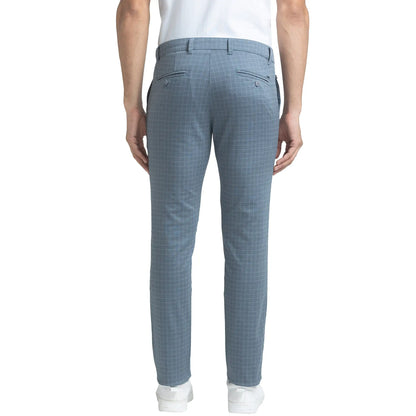 Men Blue Lrt Fit Print Cotton Blend Trouser