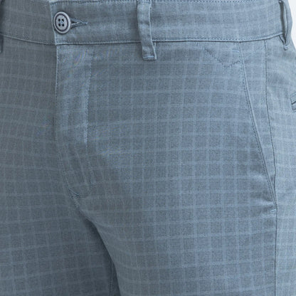 Men Blue Lrt Fit Print Cotton Blend Trouser