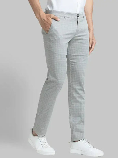 Men Grey Lrt Fit Print Cotton Blend Trouser