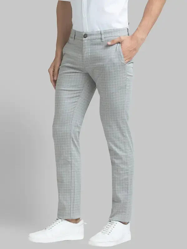 Men Grey Lrt Fit Print Cotton Blend Trouser