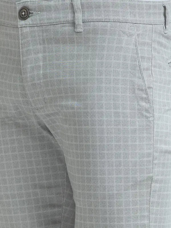 Men Grey Lrt Fit Print Cotton Blend Trouser