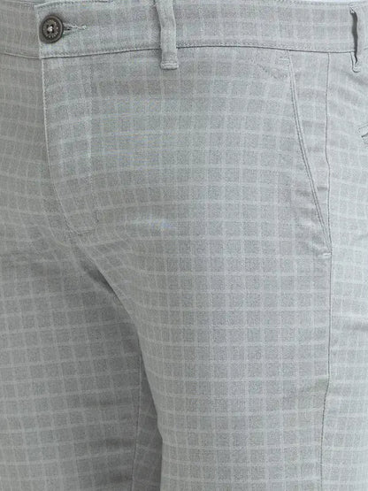 Men Grey Lrt Fit Print Cotton Blend Trouser