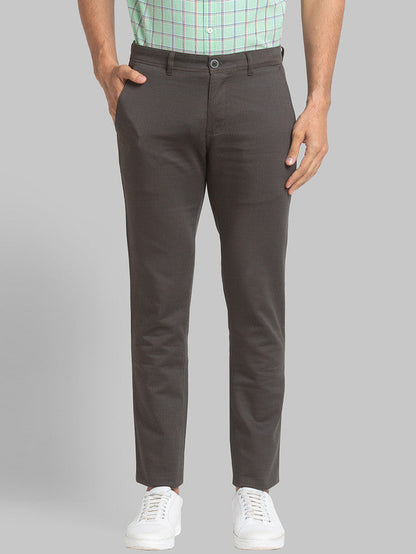 Parx Green Printed Low Rise Tapered Fit Cotton Blend Trouser